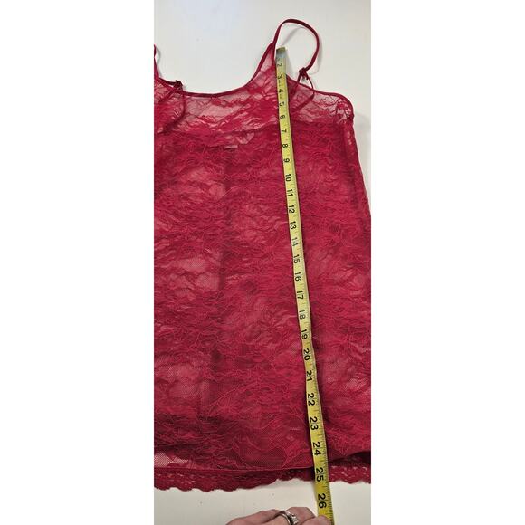 Victoria's secret sexy lace cami teddy lingerie red lycra blend made in USA sz M - Picture 7 of 7